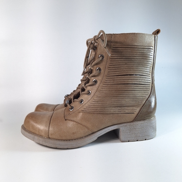 Circus By Sam Edelman Gatso Emo Faux Leather Taupe Women's Combat Boots, 9.5 - Picture 2 of 14
